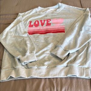 Gray Sweatshirt with Love Graphic